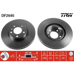 TRW DF2645 Takım - Fren Diski Ön Havalı 296mm Omega B 1994-2003