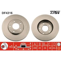 TRW DF4316 Takım - Ön Fren Diski Nissan Primera P12 2003-2010 X Trail 2001-2010 Maxima 2010+ Havalı