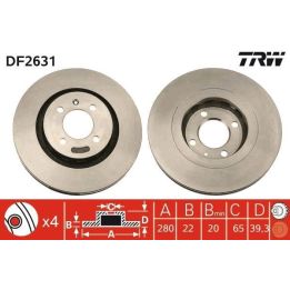 TRW Fren Disk Ön I Seat Cordoba (6k1,6k2, 6k5), Ibiza II (6k1), Toledo I (1L), VW Golf II (19E,1G1), PASSAT (3A2, 35I) 1992-2000