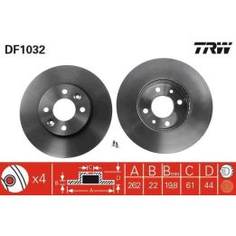 TRW Takım - Fren Diski Ön Havalı 262 Mm Megane I 2.0 Laguna 1.8 2.0