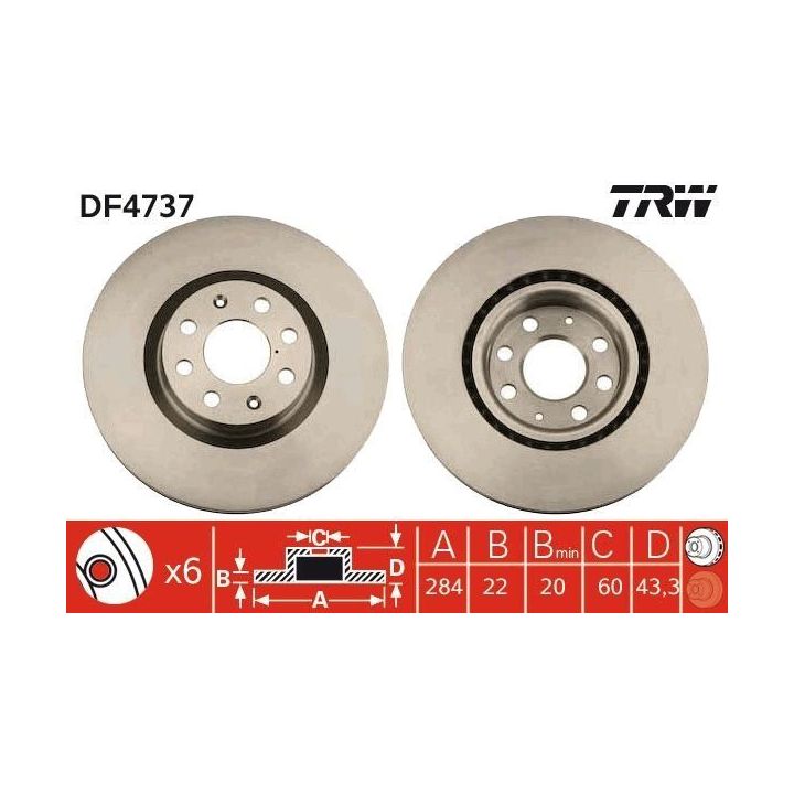 TRW Takım - Fren Diski Ön Havalı 280mm Punto (09 - +) Grande Punto (05 - +) Punto Evo (08-12) Corsa D (06 - +) Corsa E 14-+