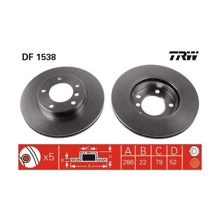TRW Takım - Fren Diski Ön Havalı 286mm (Bmw) E36 3.18 3.20