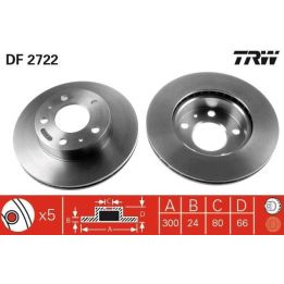 TRW Takım - Fren Diski Ön Havalı 300mm Ducato Boxer Jumper Tüm Modeller 16 Jant Karsan Jest (Kalınlık 24mm)