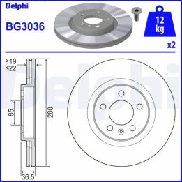 Ön Fren Aynası Audi A3 Seat Leon Toledo Skoda Octavia VW Bora Golf New Beetle İçin (1996-) - DELPHİ BG3036