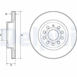 Fren Diski Volkswagen Beetle Caddy Golf Jetta (279.8MM) İçin (2004-2017) - DELPHI BG3832