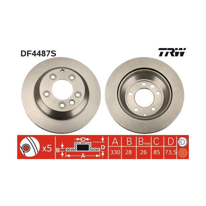 Audi Q7 Porsche Cayenne Volkswagen Touareg Arka Fren Diski (2000-2010) - TRW DF4487S