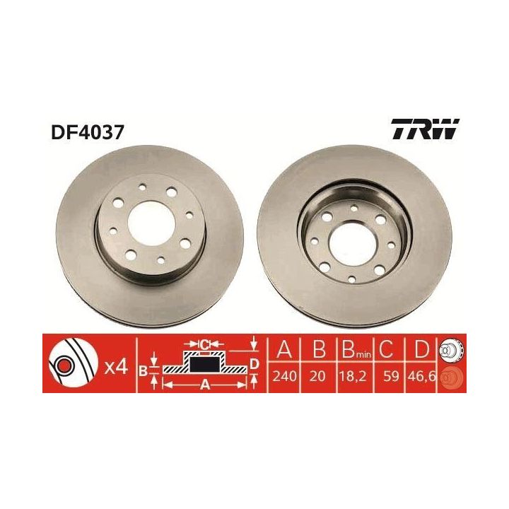 Fiat Palio Palio Weekend Siena Ön Fren Diski Takımı - TRW DF4037