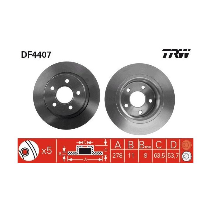 Ford Tourneo Connect Transit Connect Arka Fren Diski (2005-2015) - TRW DF4407